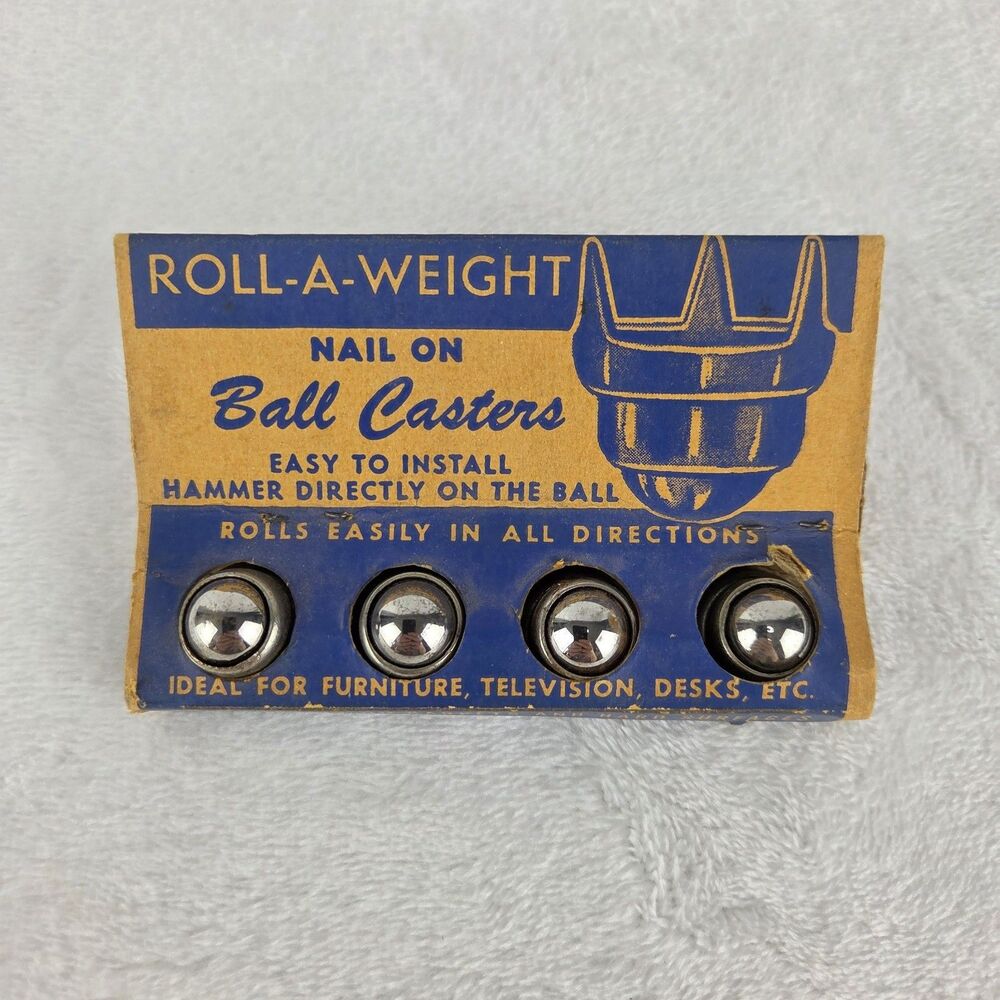 Vintage Roll-A-Weight Nail On Ball‎ Casters NOS Set of 4 Original Package